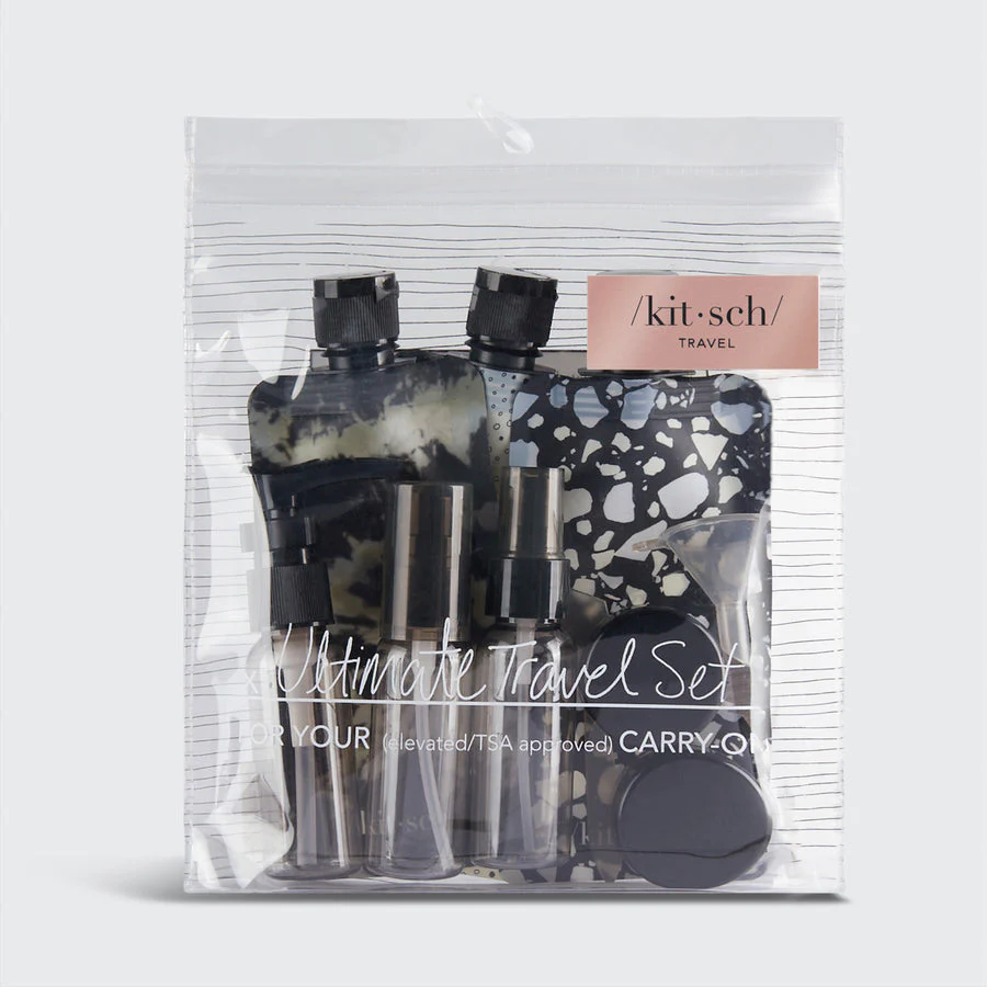 Kitsch Black & Ivory Travel Bottles for Toiletries 11pc Set - Image 2