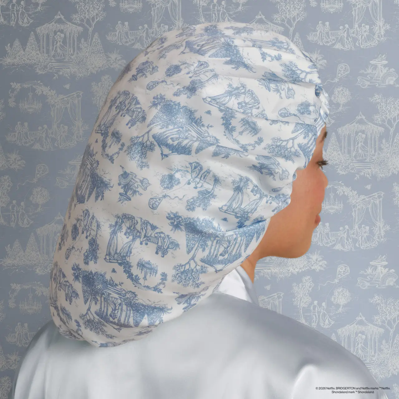 Kitsch Bridgerton X Breathable Satin Bonnet in Garden Toile - Image 6