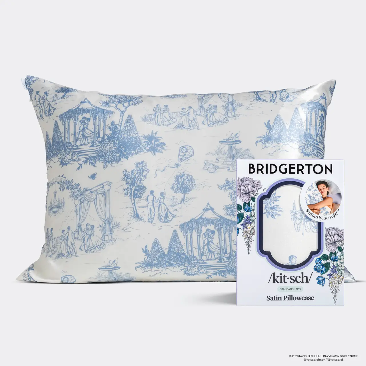 Kitsch Bridgerton X Satin Pillowcase in Garden Toile