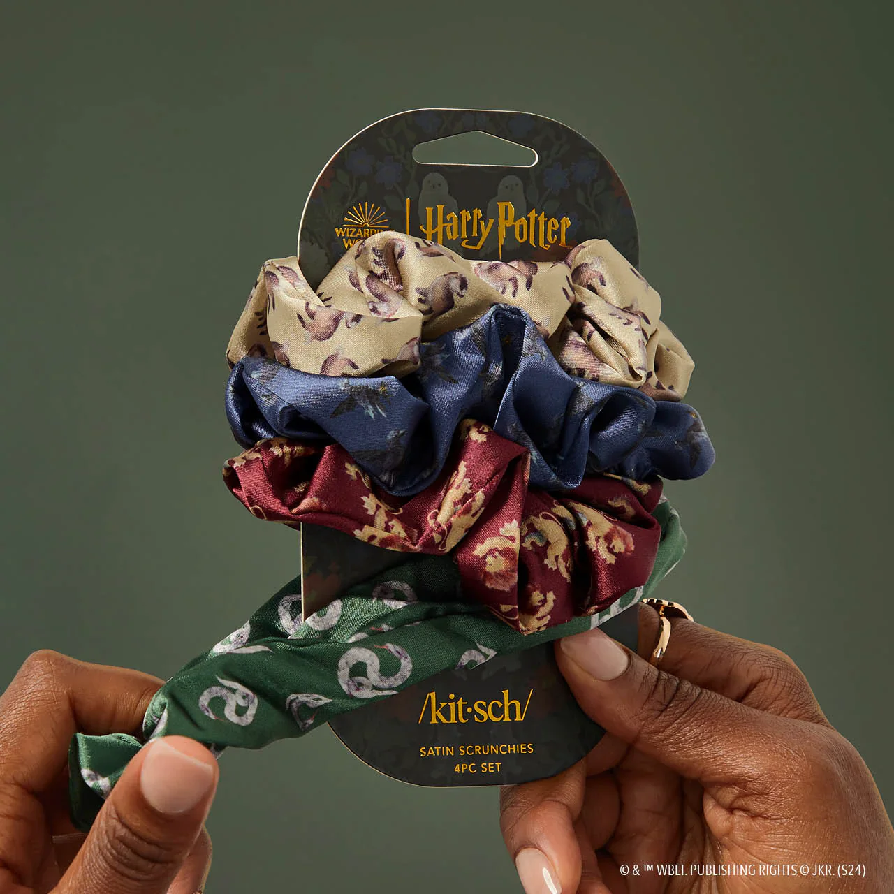 Kitsch Harry Potter x Kitsch Satin Scrunchies All Houses 4pc Set - Image 2