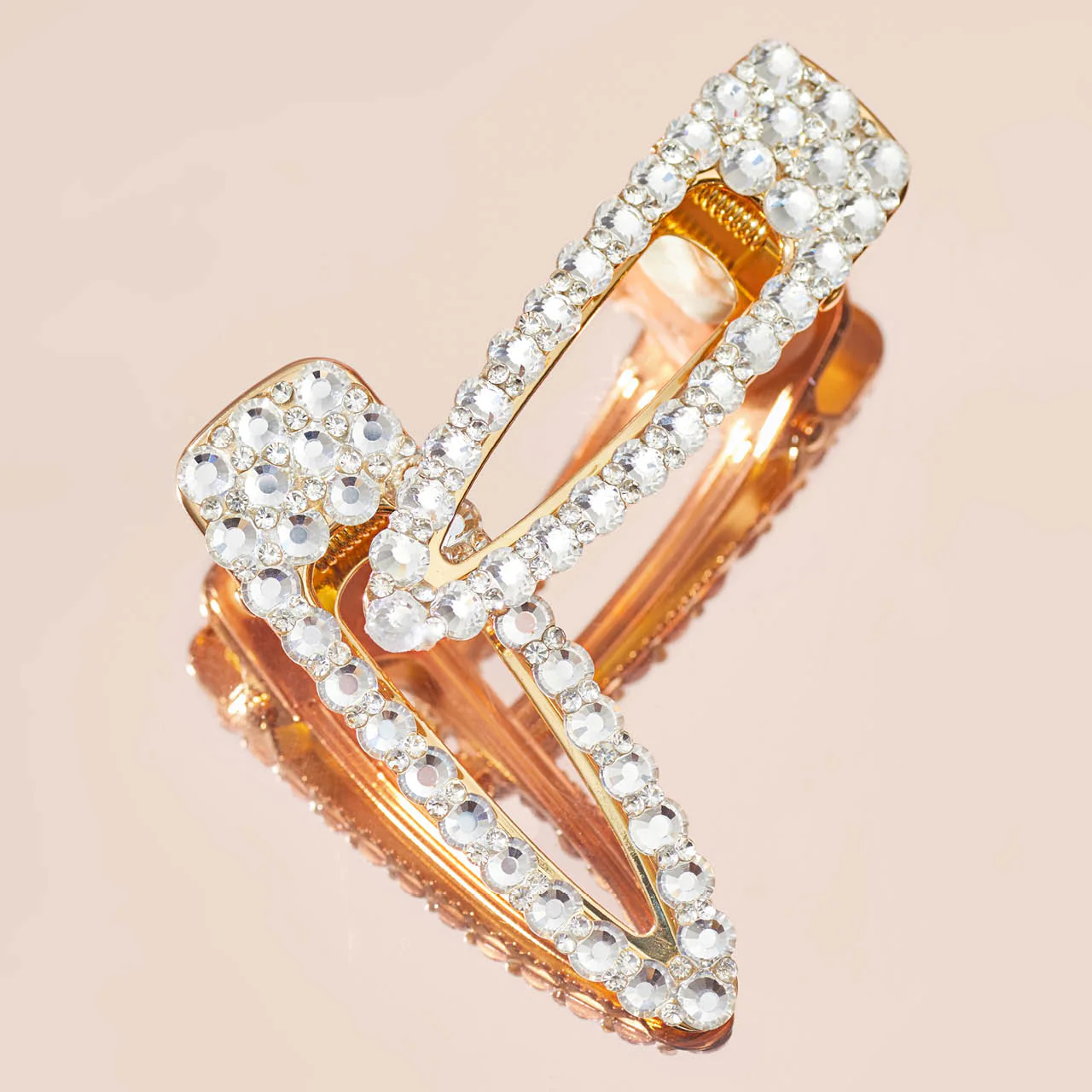 Kitsch Metal Rhinestone Large Open Shape Hair Clip 1pc - Gold - Image 2