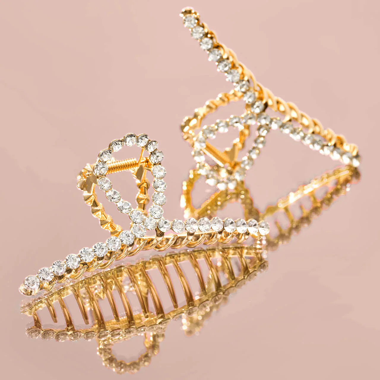 Kitsch Metal Rhinestone Loop Claw Clip 1pc - Gold - Image 6