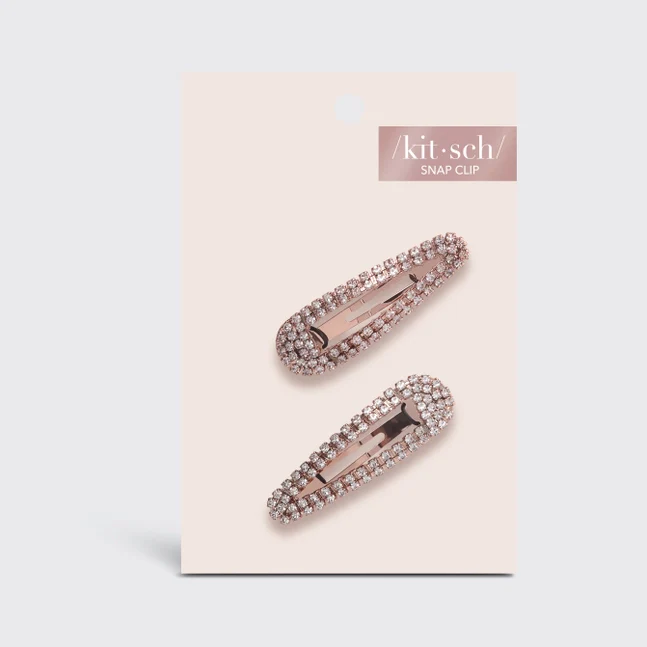 Kitsch Mini Rhinestone Snap Clips - Rose Gold - Image 2