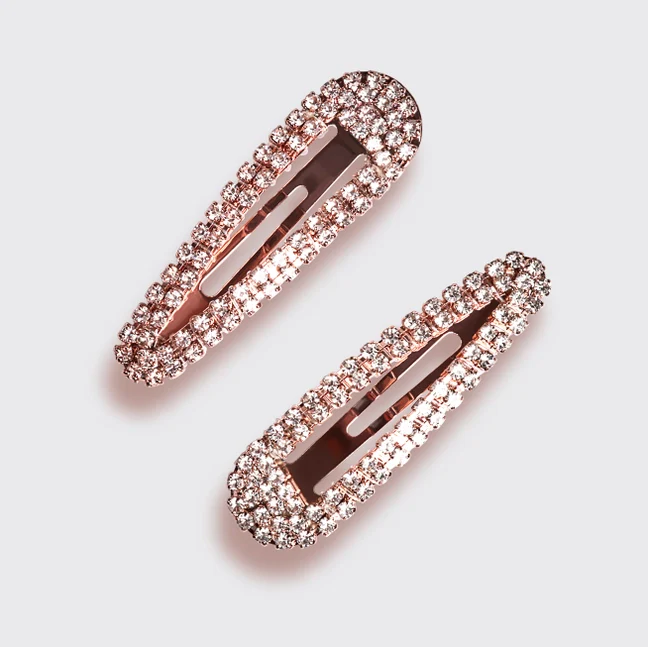 Kitsch Mini Rhinestone Snap Clips - Rose Gold - Image 3