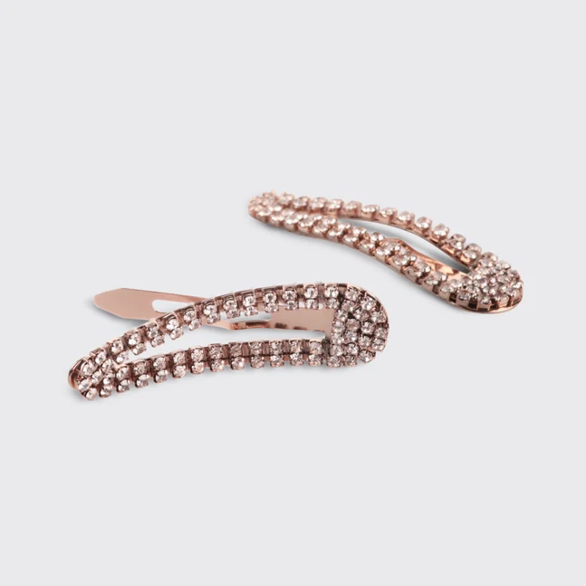 Kitsch Mini Rhinestone Snap Clips - Rose Gold - Image 4