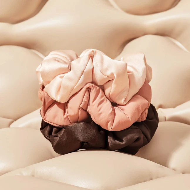 Kitsch Recycled Fabric Cloud Scrunchies 3pc Set - Rosewood - Image 6