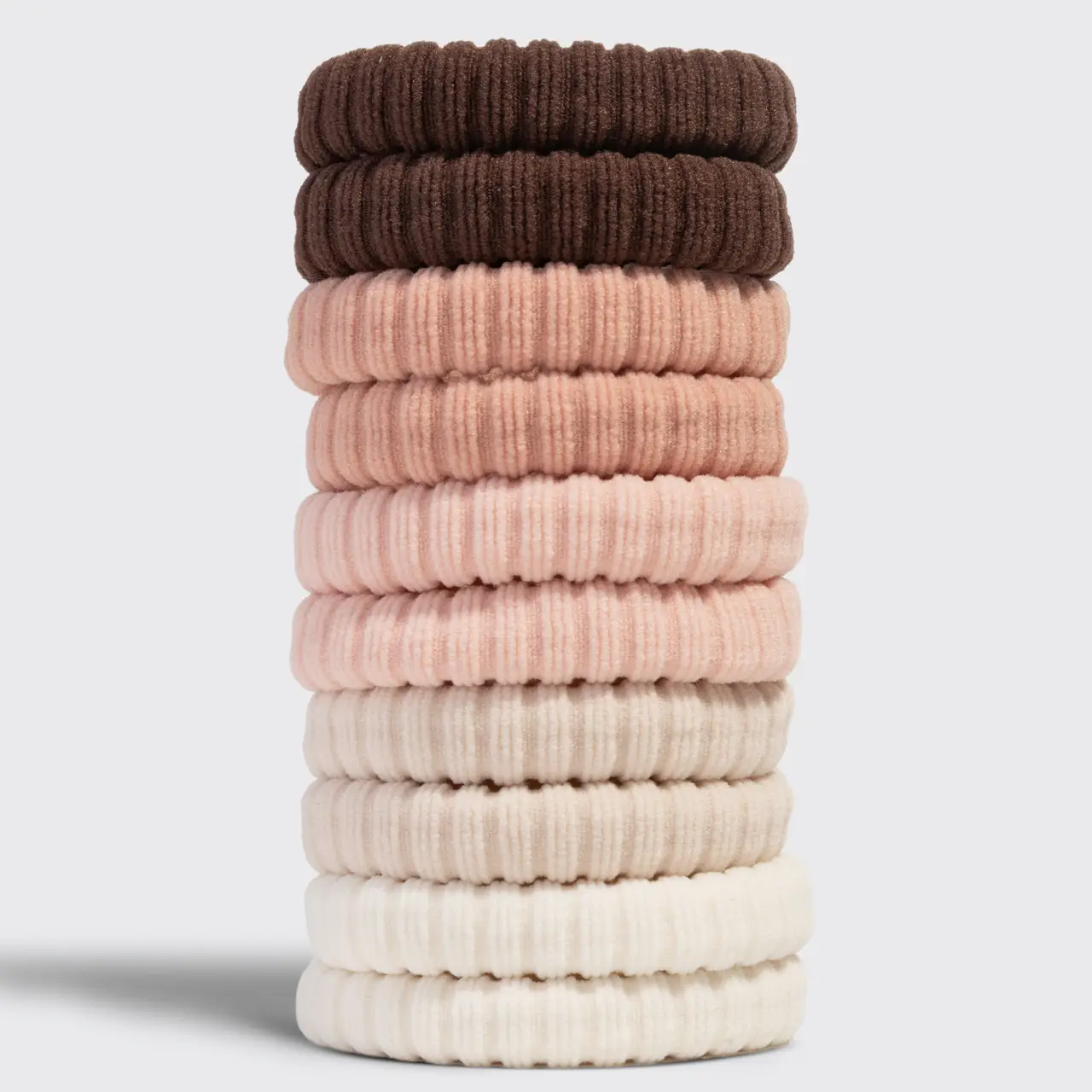 Kitsch Recycled Fabric Ribbed Hair Elastics 10pc Set - Blush - Image 2