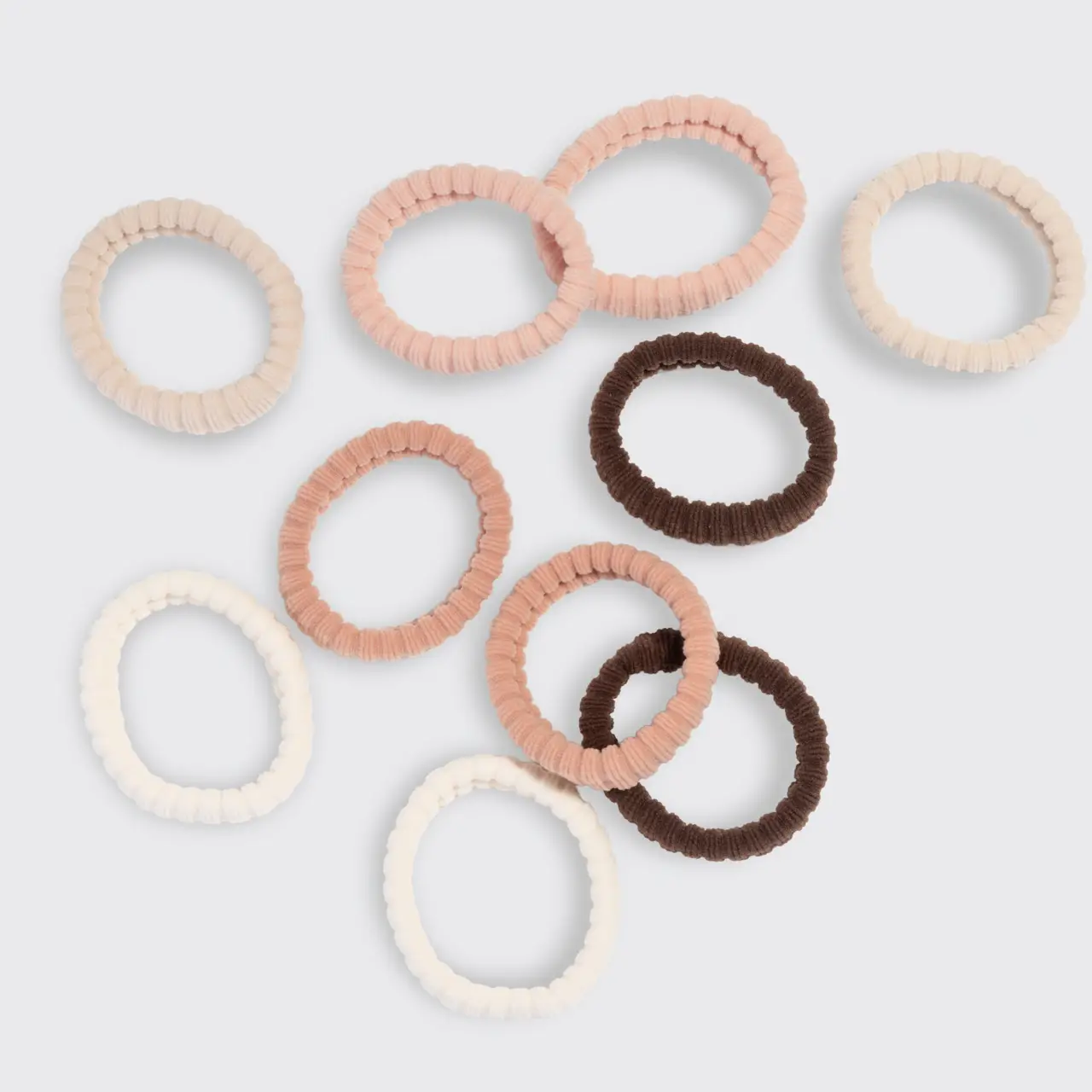 Kitsch Recycled Fabric Ribbed Hair Elastics 10pc Set - Blush - Image 5