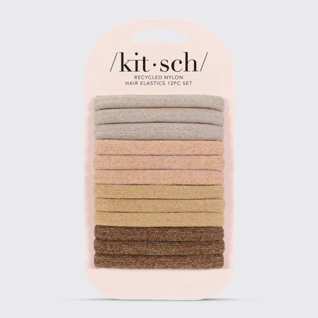 Kitsch Recycled Nylon Glitter Medium Elastics 12pc- Neutral - Image 5