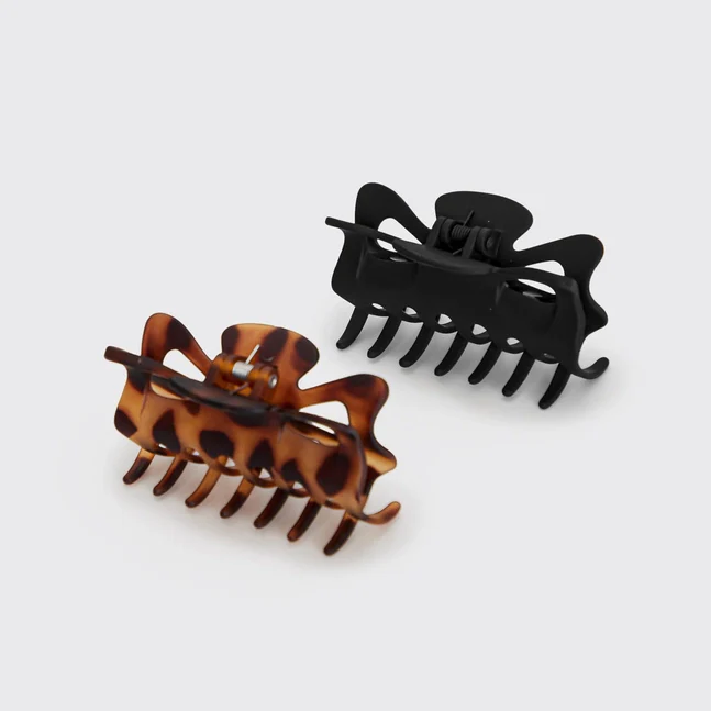 Kitsch Recycled Plastic Large Claw Clip 2pc Set - Black & Tort - Image 4