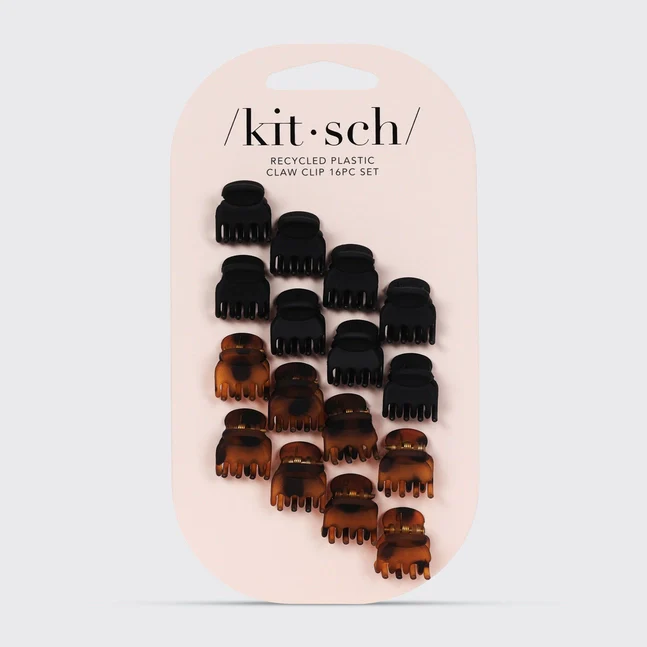 Kitsch Recycled Plastic Mini Classic Claw Clips 16pc - Black & Tort - Image 5
