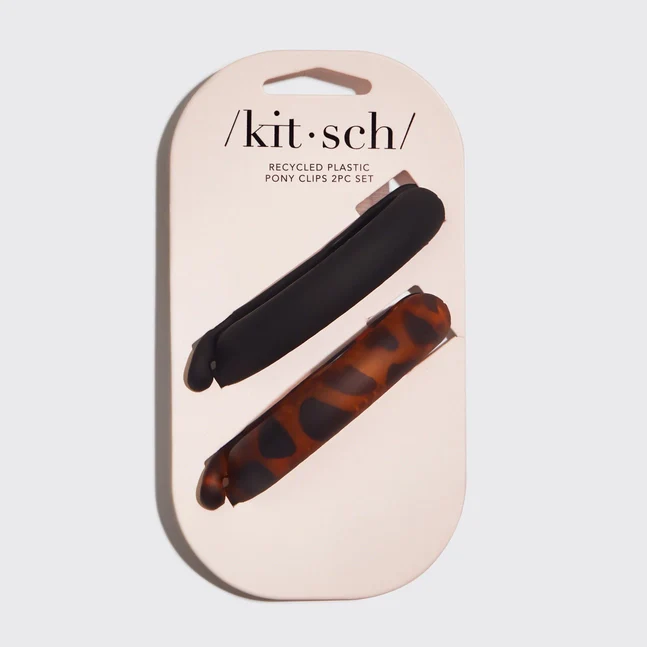 Kitsch Recycled Plastic Pony Clips 2pc- Black & Tort - Image 6