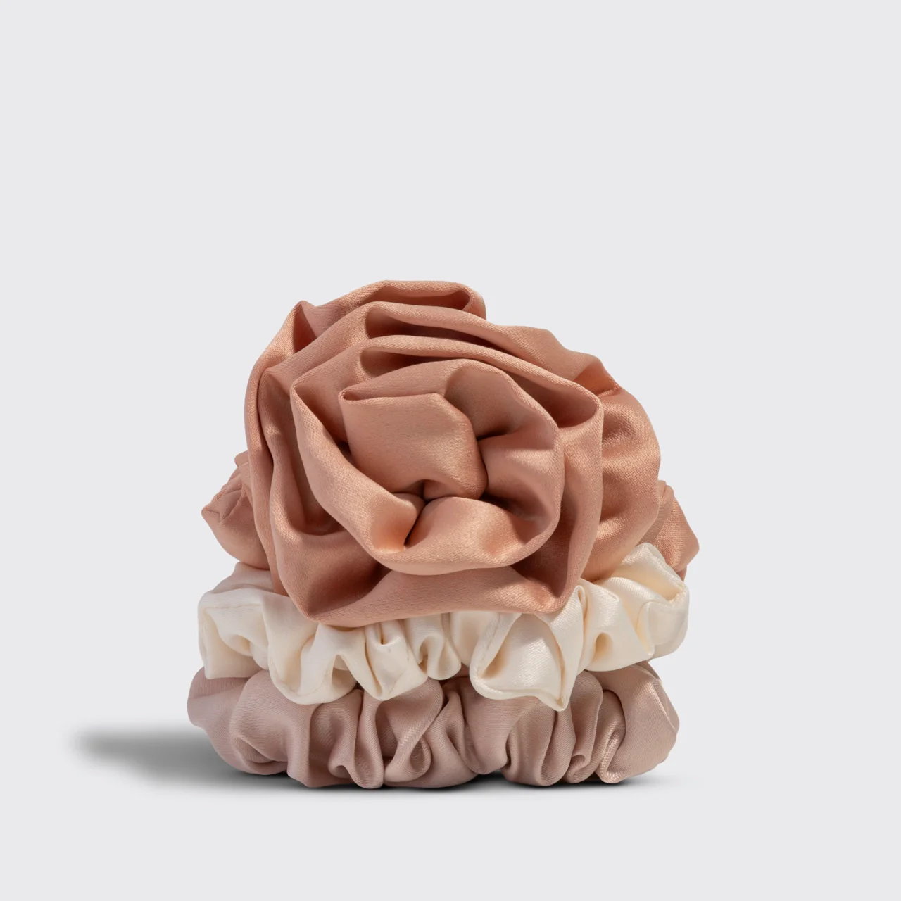 Kitsch Rosette Ruched Satin Scrunchies 3pc SetTerracotta - Image 6