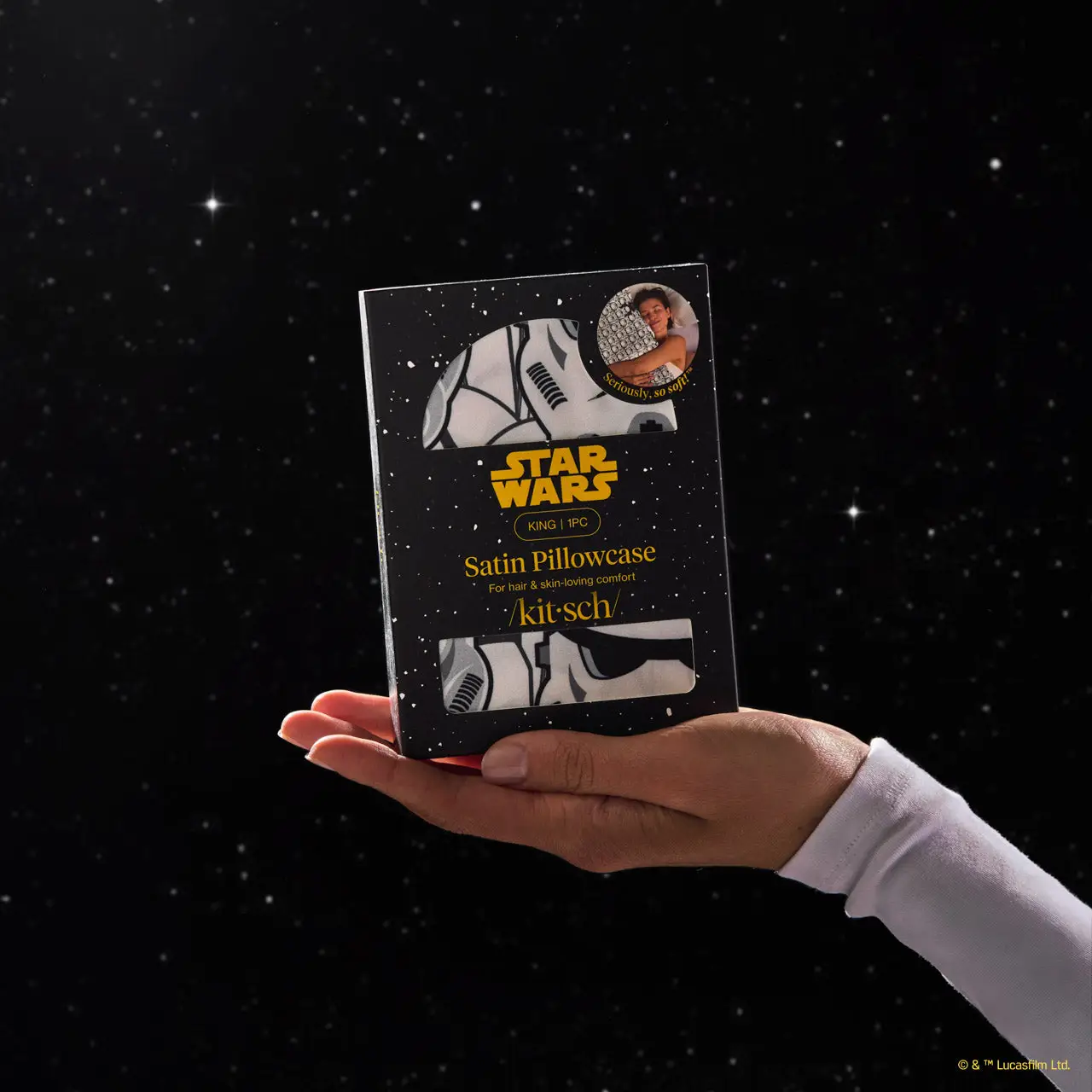 Kitsch Star Wars & Kitsch Satin Pillowcase in Darth Vader & Stormtroopers - King - Image 4