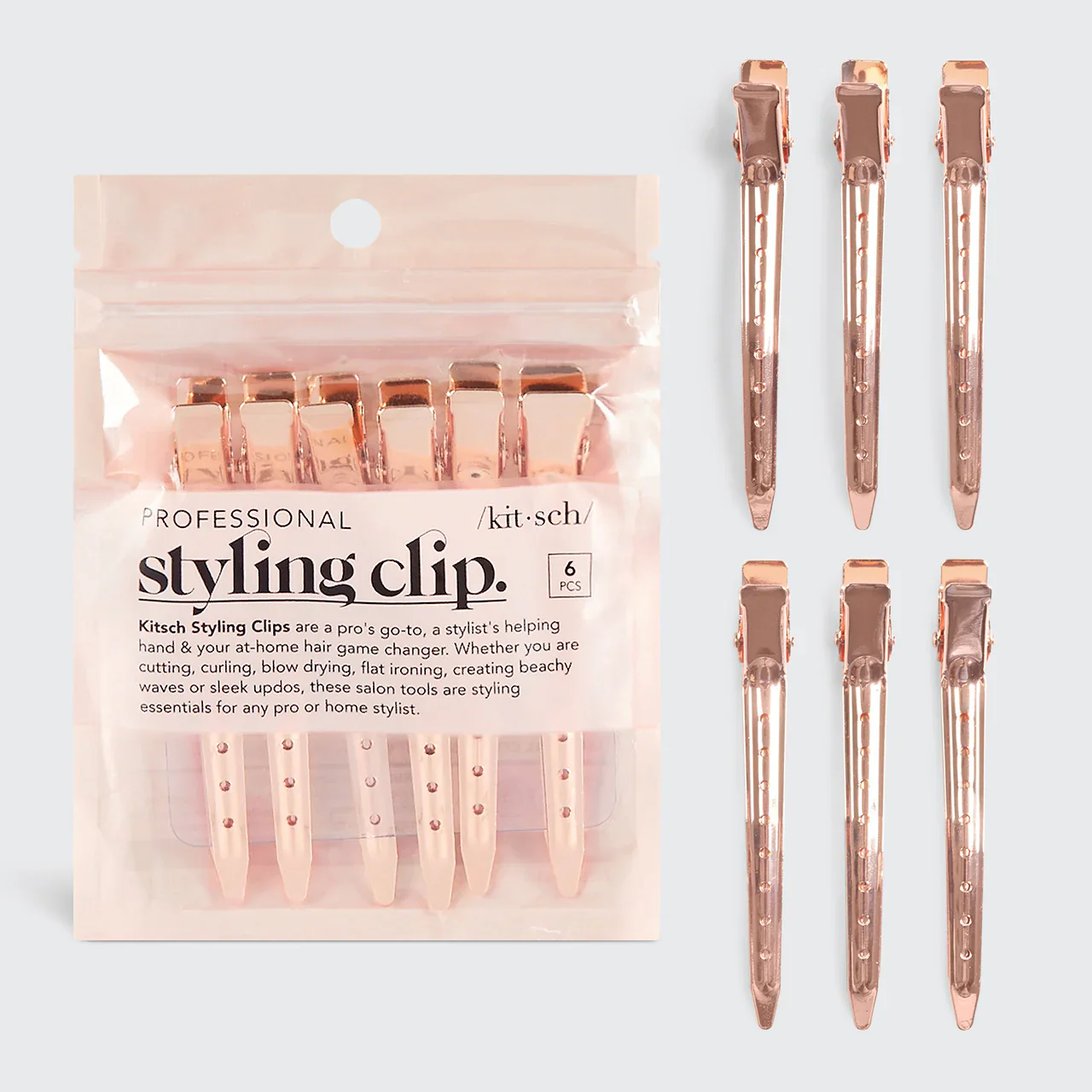 KitschStyling Hair Clips 6pc (Rose Gold)