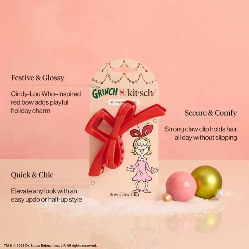 Kitsch The Grinch X Kitsch Red Bow Claw Clip - Image 3