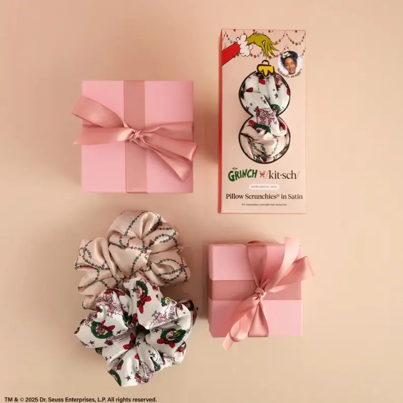 Kitsch The Grinch X Kitsch Satin Pillow scrunchies in Cindy Lou Who - Image 6