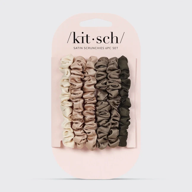 Kitsch Ultra Petite Satin Scrunchies 6pc - Eucalyptus - Image 2