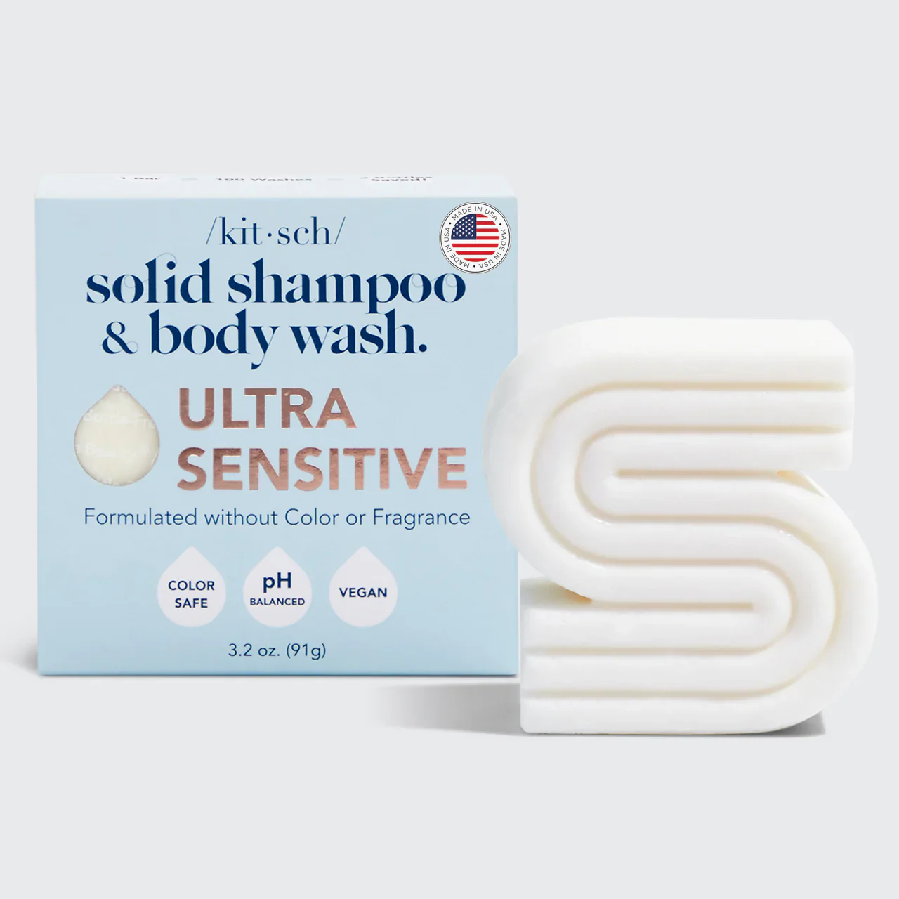 Kitsch Ultra Sensitive Shampoo & Body Wash Bar Fragrance Free 91g