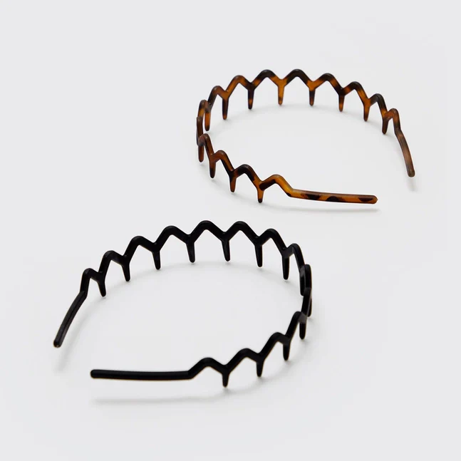 Kitsch Zig Zag Headband 2pc - Black & Tort - Image 3