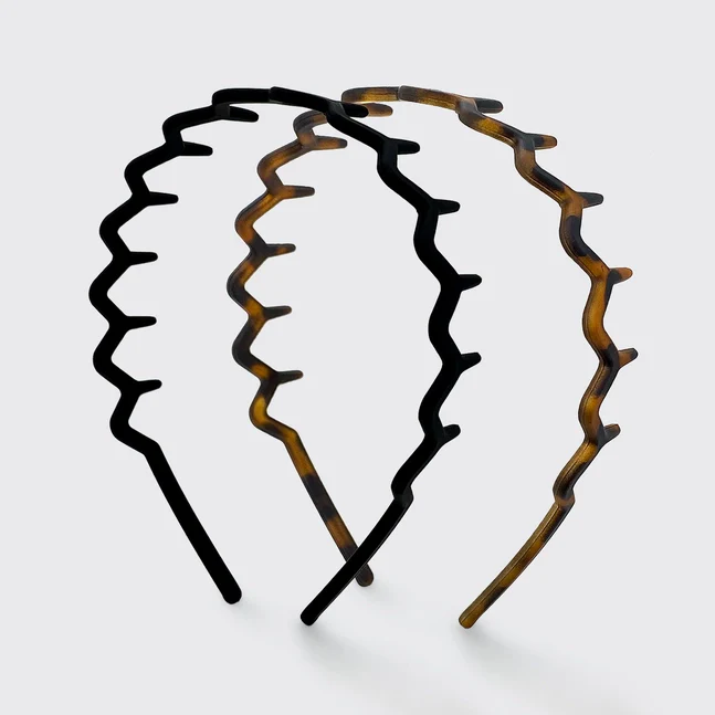 Kitsch Zig Zag Headband 2pc - Black & Tort - Image 5