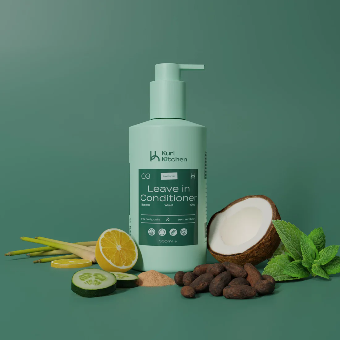KURL KITCHEN Curl-Defining Baobab wheat and okra Leave-In Conditioner 350 ML - Image 4