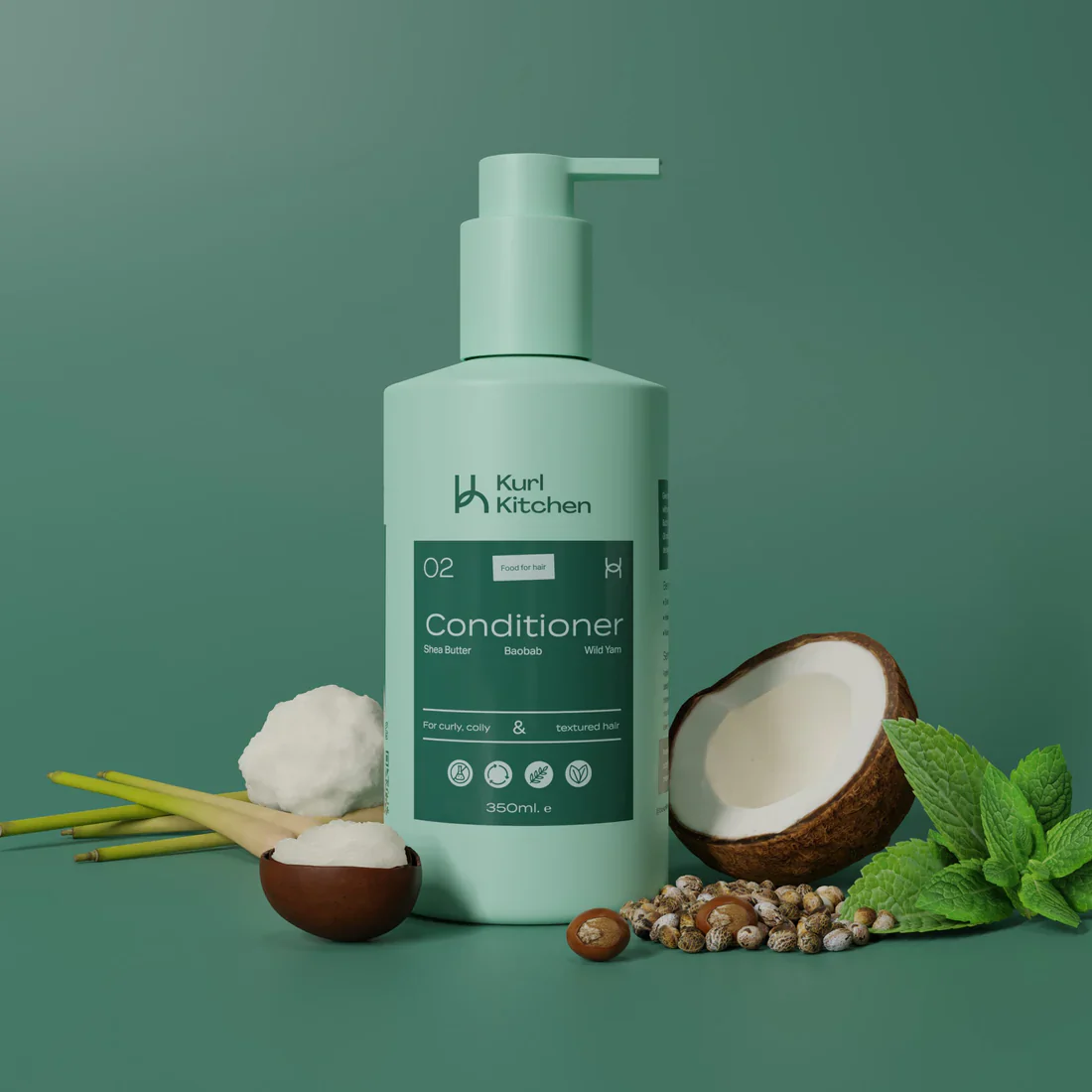 KURL KITCHEN Hydrating and moisturising shea butter Conditioner 350ML - Image 5