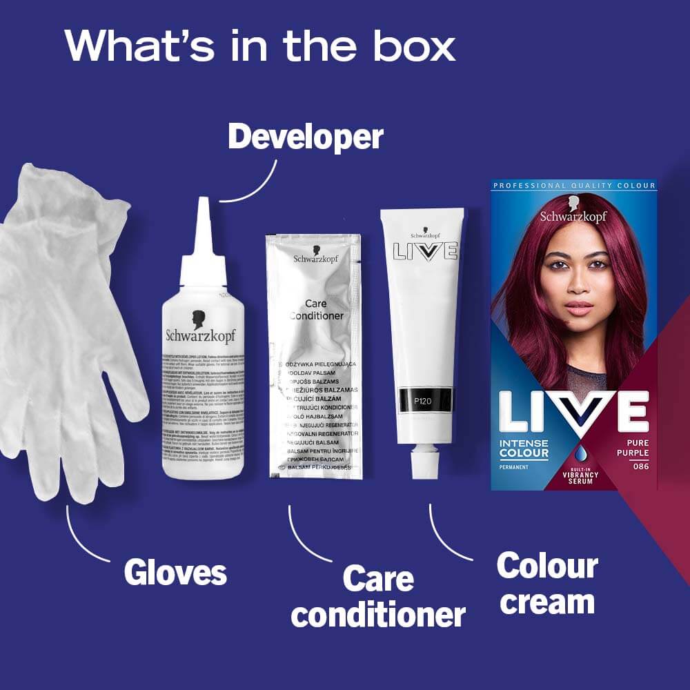 Schwarzkopf Live Intense Colour Permanent Hair Colour Dye 086 Pure Purple - Image 8