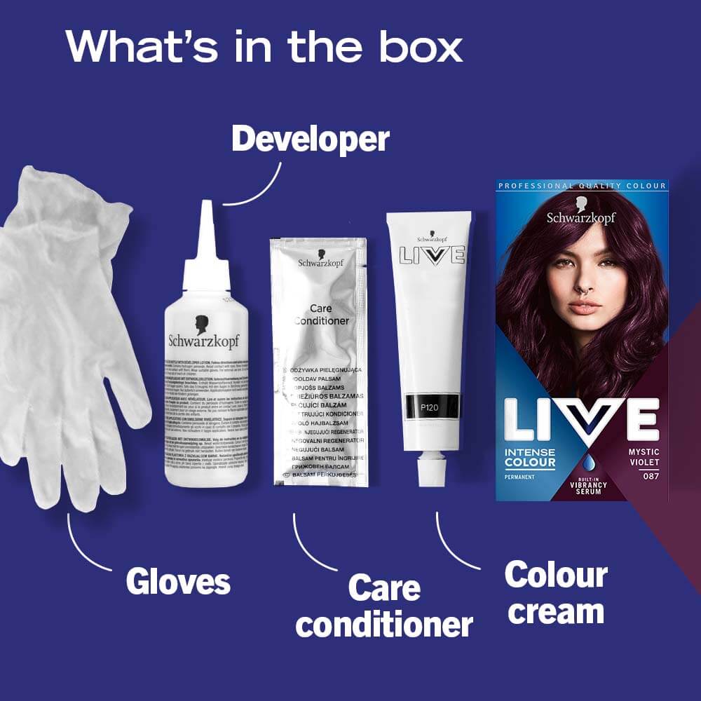 Schwarzkopf Live Intense Colour Permanent Hair Colour Dye 087 Mystic Violet - Image 8