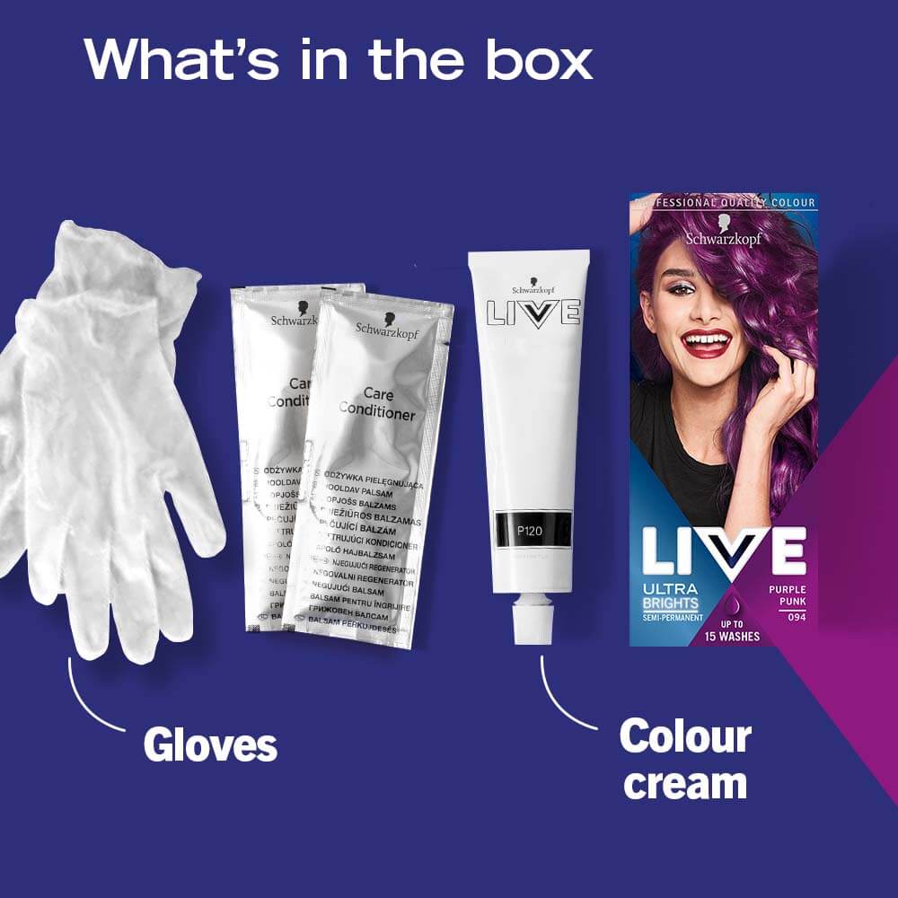 Schwarzkopf Live Ultra Brights Semi-Permanent Hair Colour Dye 094 Purple Punk - Image 8