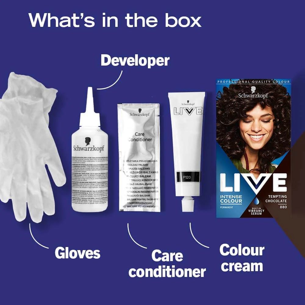 Schwarzkopf Live Intense Colour Permanent Hair Colour Dye 880 Tempting Chocolate - Image 7