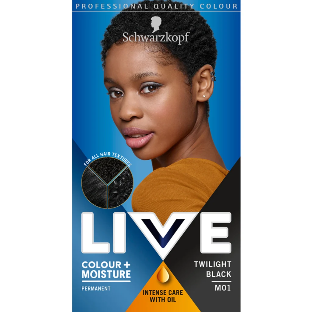 Schwarzkopf Live Colour + Moisture Permanent Hair Colour Dye M01 Twilight Black