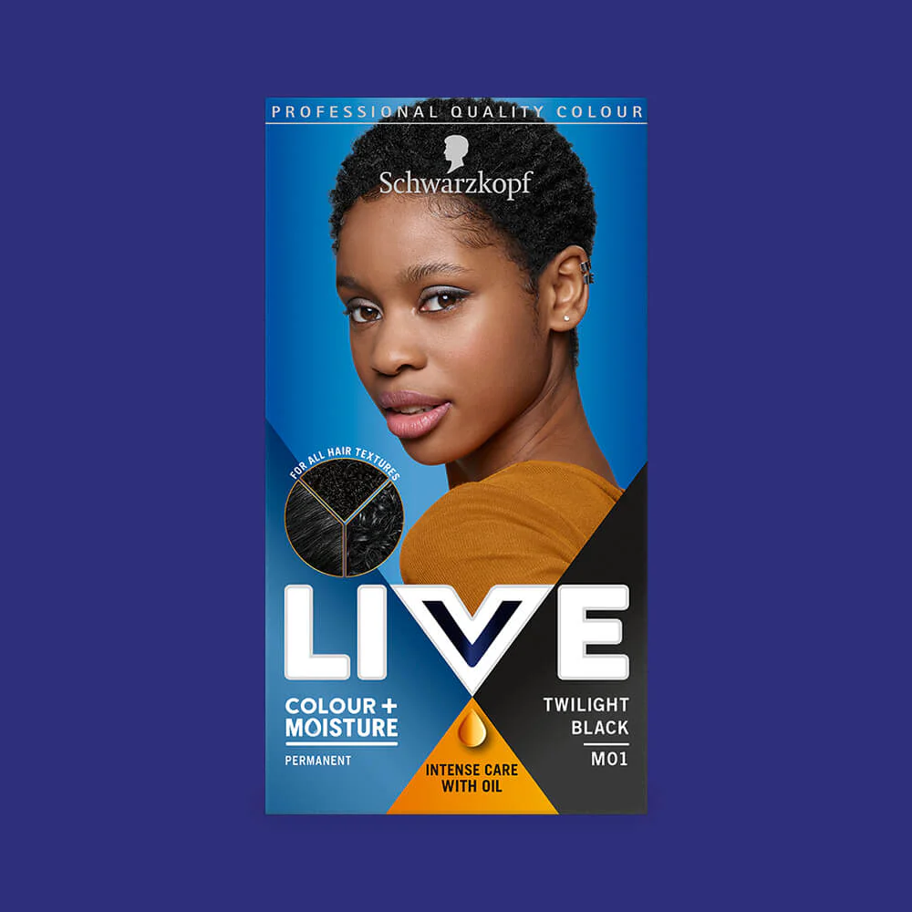Schwarzkopf Live Colour + Moisture Permanent Hair Colour Dye M01 Twilight Black - Image 2