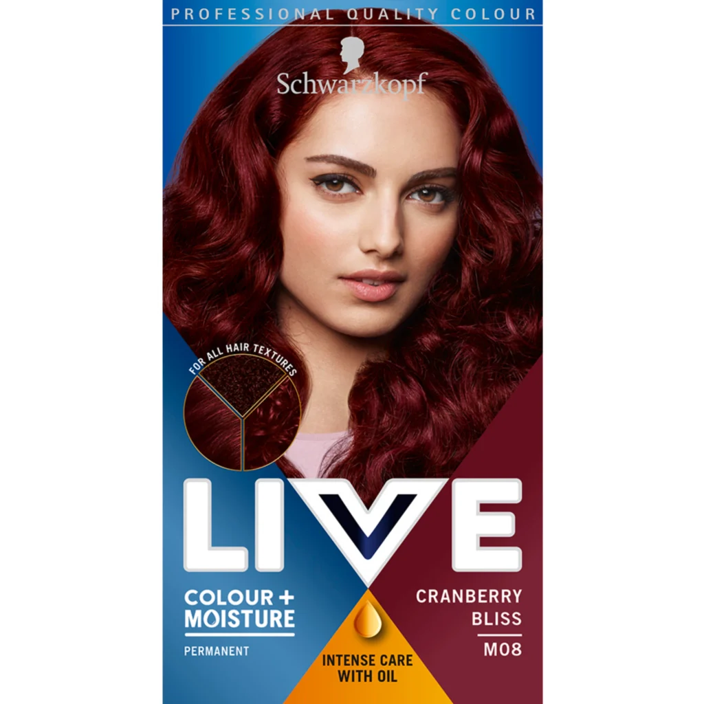 Schwarzkopf Live Colour + Moisture Permanent Hair Colour Dye M08 Cranberry Bliss