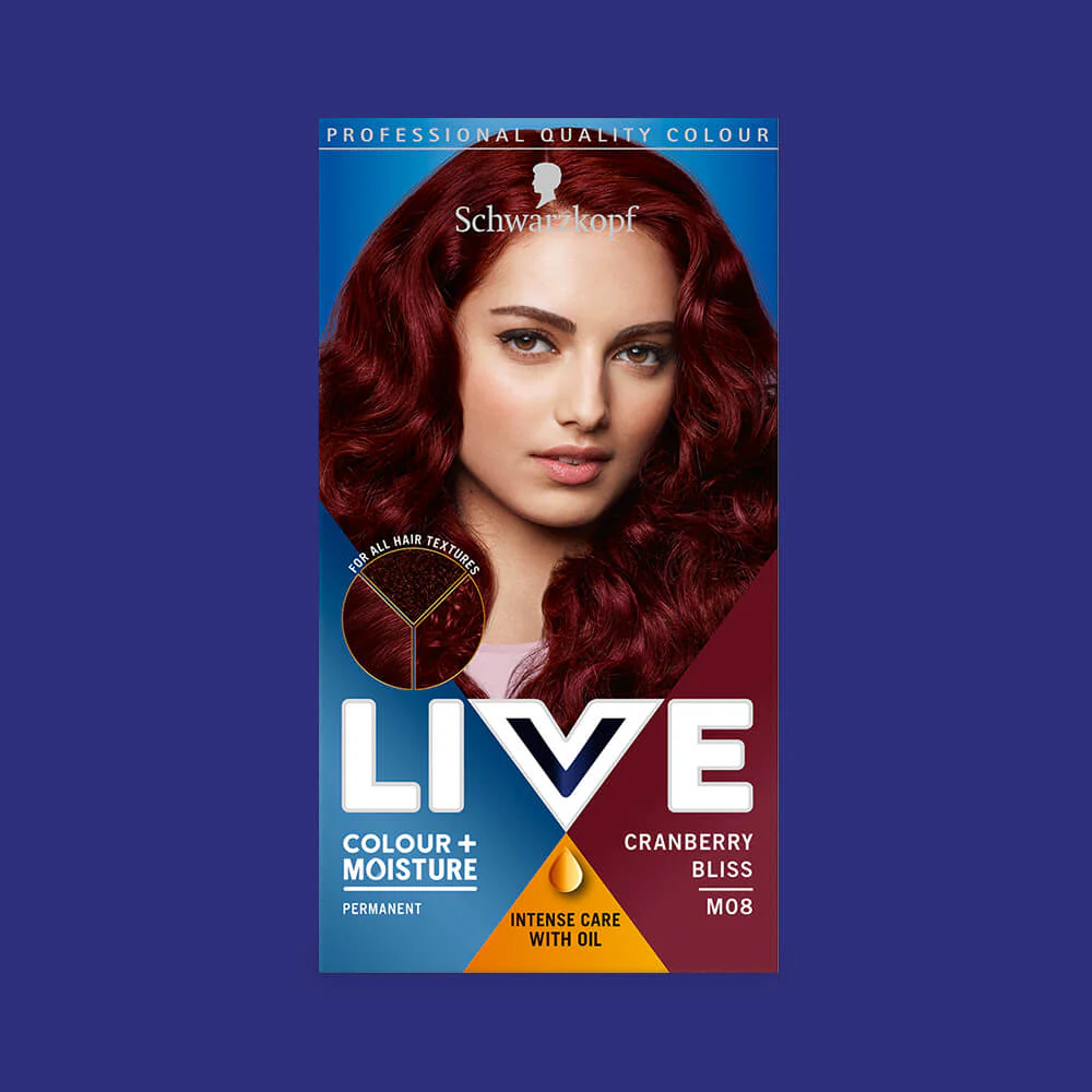 Schwarzkopf Live Colour + Moisture Permanent Hair Colour Dye M08 Cranberry Bliss - Image 2