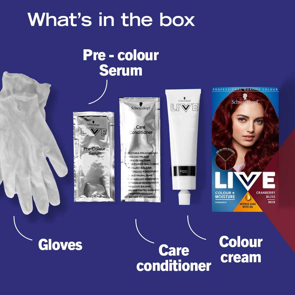 Schwarzkopf Live Colour + Moisture Permanent Hair Colour Dye M08 Cranberry Bliss - Image 8