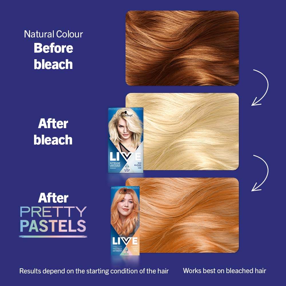 Schwarzkopf Live Ulta Brights Semi Permanent Hair Colour Dye P122 Perfect Peach - Image 5