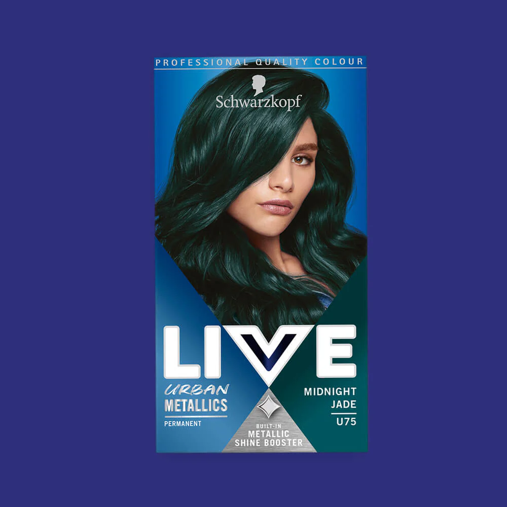 Schwarzkopf Live Urban Metallics Permanent Hair Colour Dye U75 Midnight Jade - Image 2