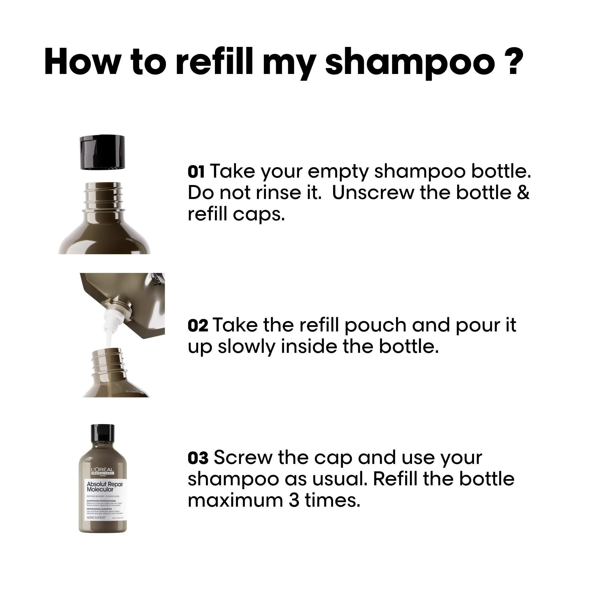 L’Oréal Professional Absolut Repair Molecular Shampoo Refill Pouch 500ml - Image 5