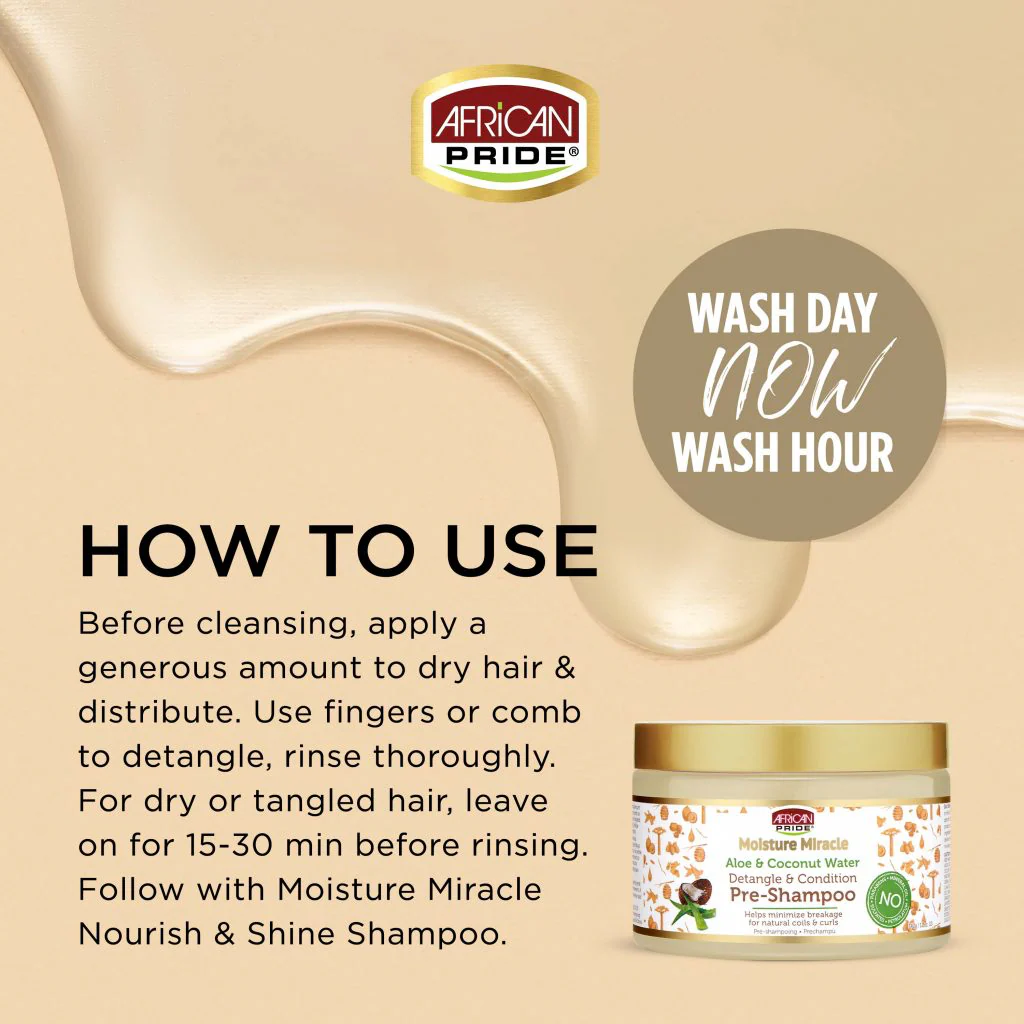 African Pride Moisture Miracle Aloe & Coconut Water Pre-Shampoo 340g/12oz - Image 4