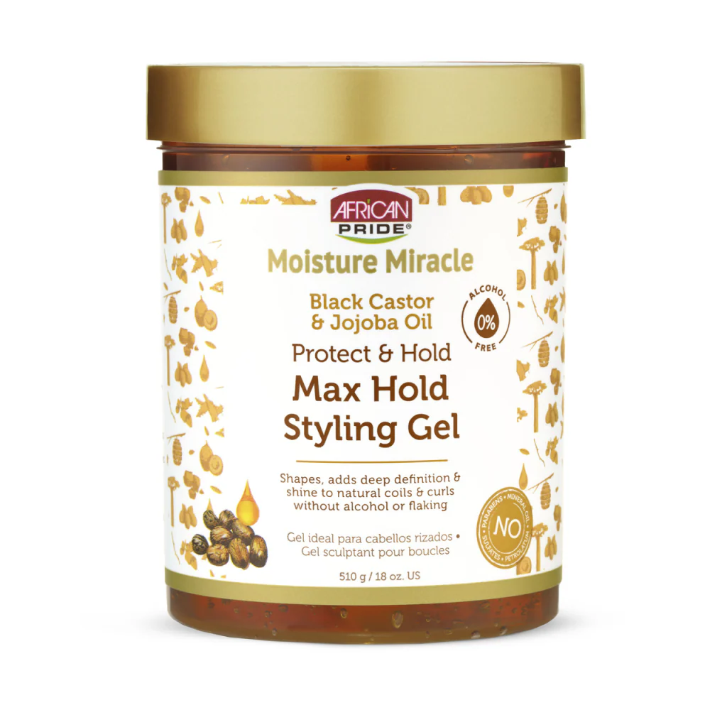 African Pride Moisture Miracle Black Castor & Jojoba Oil Max Hold Styling Gel 510g/18oz