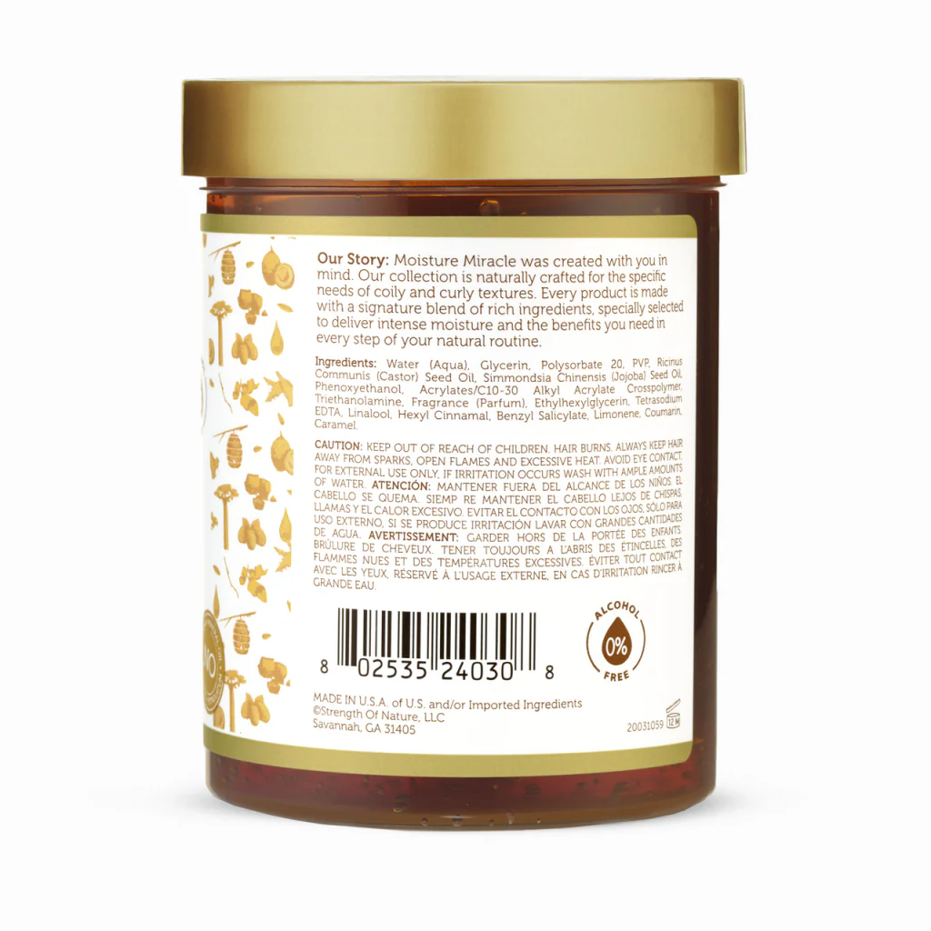 African Pride Moisture Miracle Black Castor & Jojoba Oil Max Hold Styling Gel 510g/18oz - Image 2