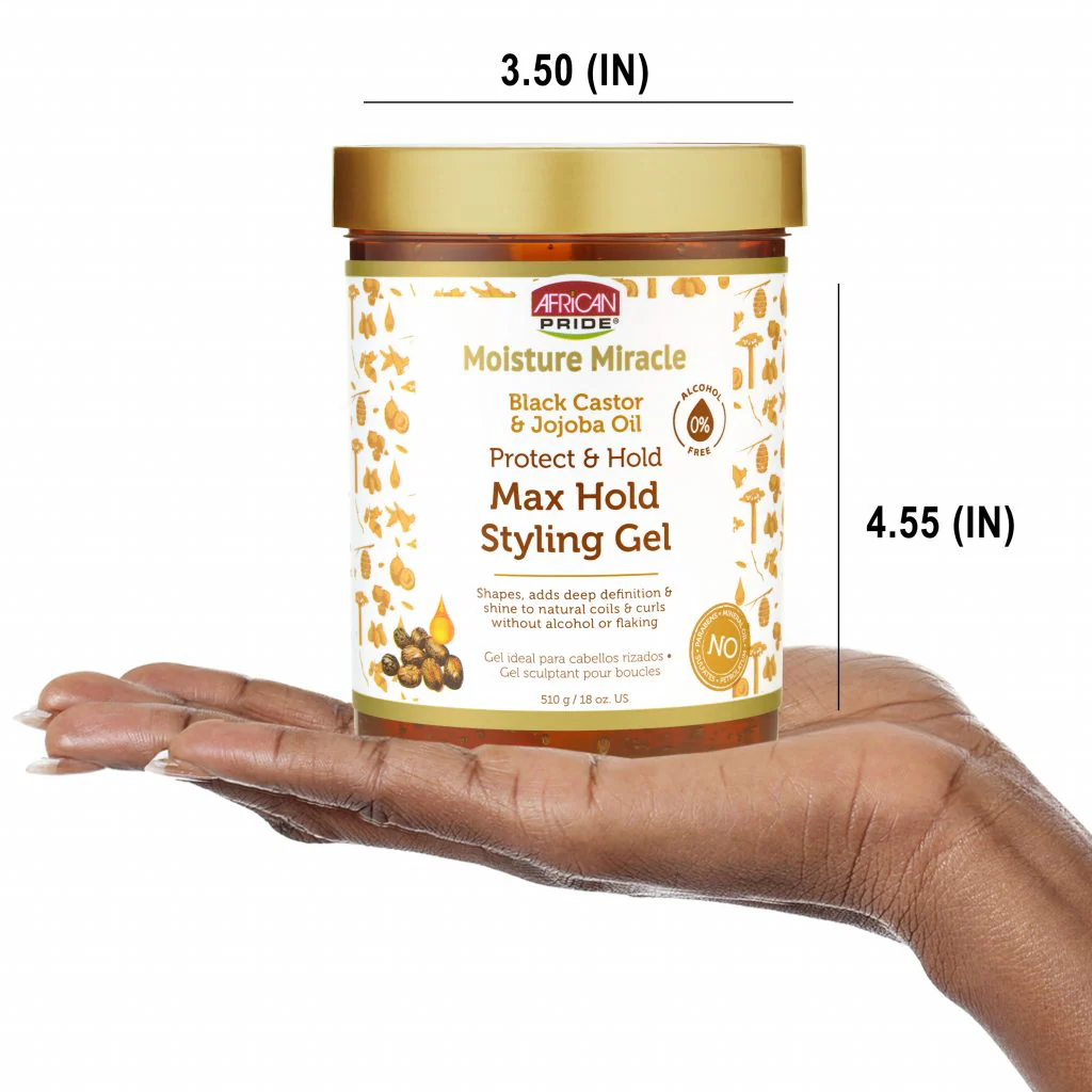 African Pride Moisture Miracle Black Castor & Jojoba Oil Max Hold Styling Gel 510g/18oz - Image 6