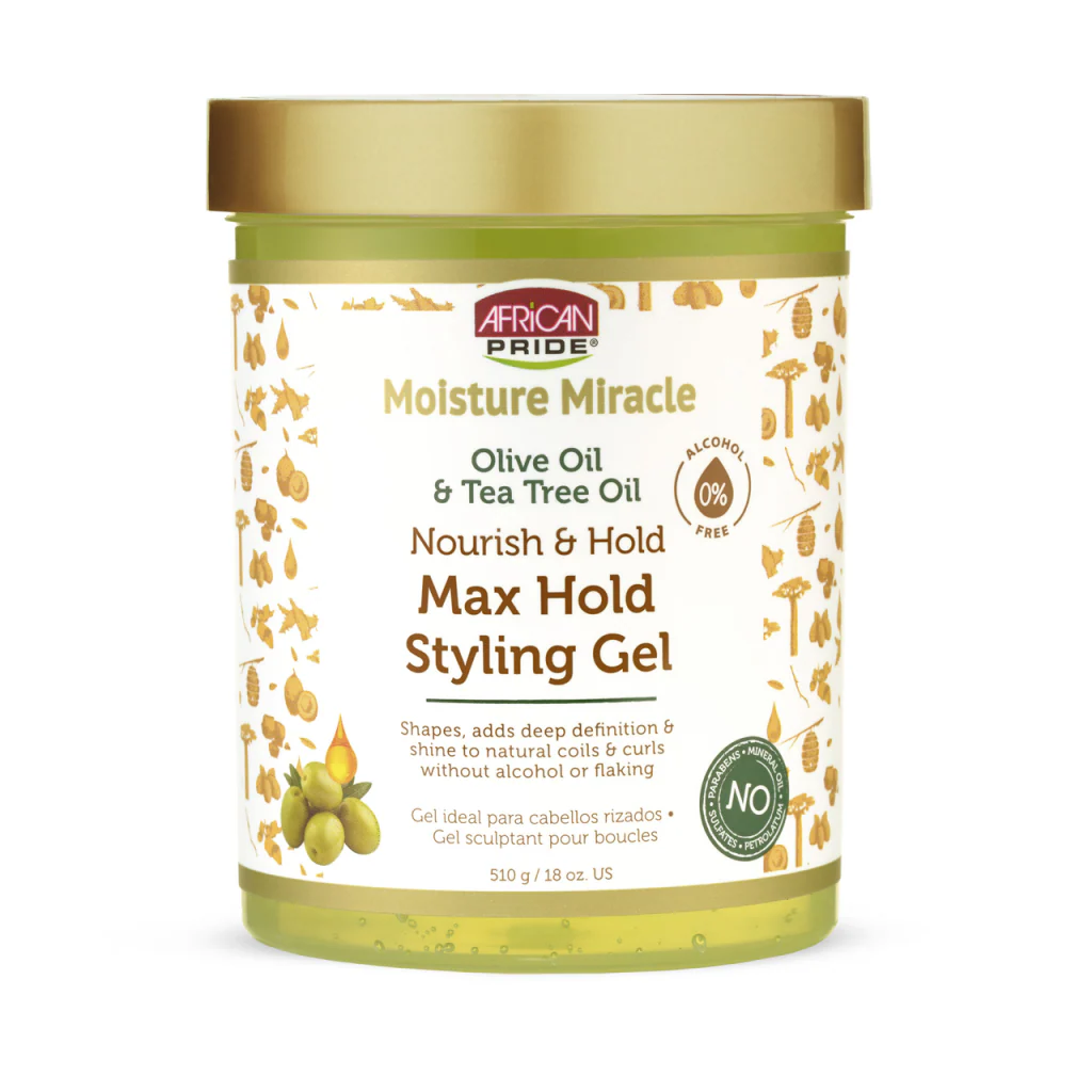 African Pride Moisture Miracle Olive Oil & Tea Tree Oil Max Hold Styling Gel 510g/18oz