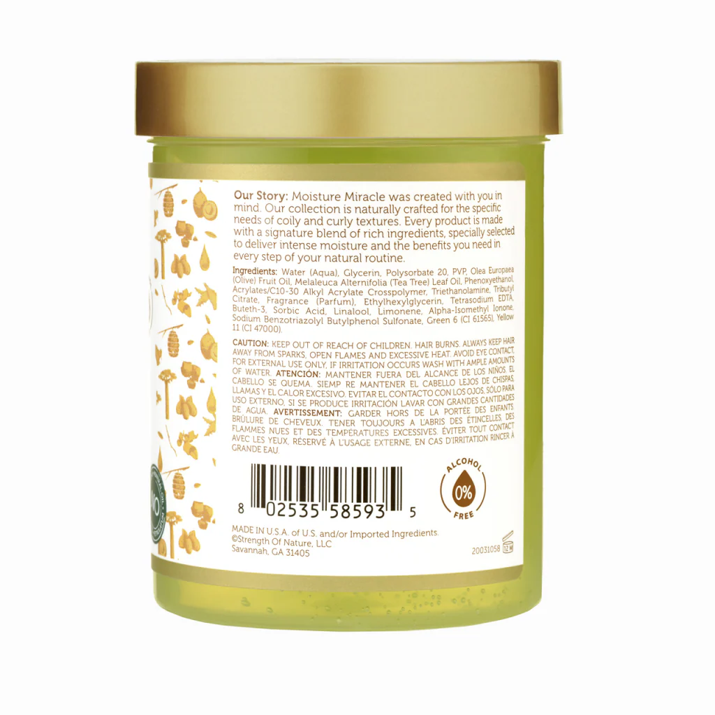 African Pride Moisture Miracle Olive Oil & Tea Tree Oil Max Hold Styling Gel 510g/18oz - Image 2