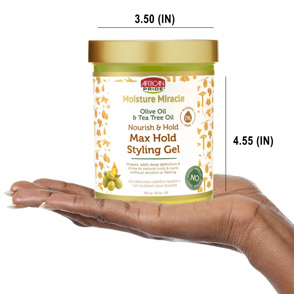 African Pride Moisture Miracle Olive Oil & Tea Tree Oil Max Hold Styling Gel 510g/18oz - Image 6