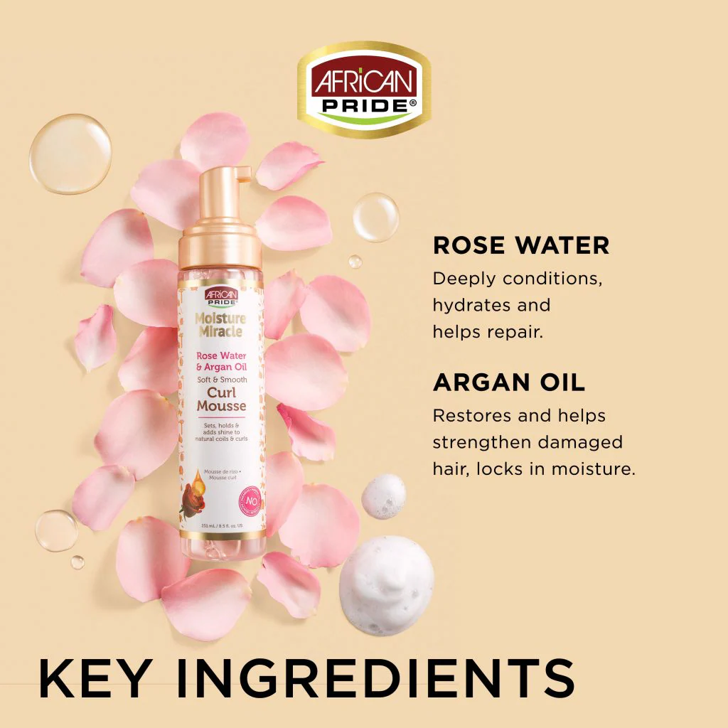 African Pride Moisture Miracle Rose Water & Argan Oil Curl Mousse 251ml/8.5oz - Image 3