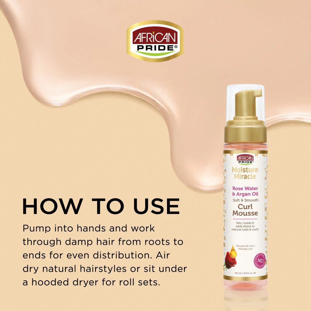 African Pride Moisture Miracle Rose Water & Argan Oil Curl Mousse 251ml/8.5oz - Image 4