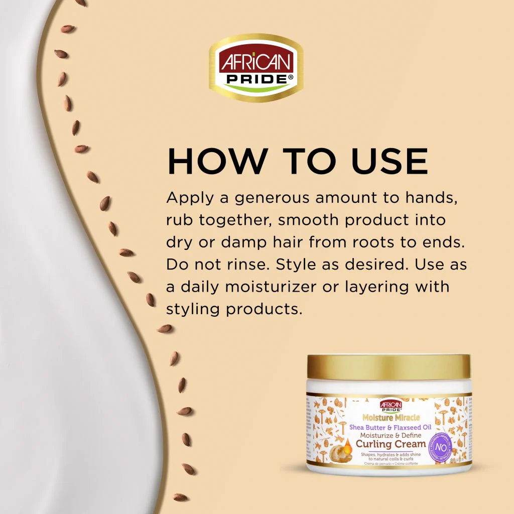 African Pride Moisture Miracle Shea Butter & Flaxseed Oil Curling Cream 340g - Image 4