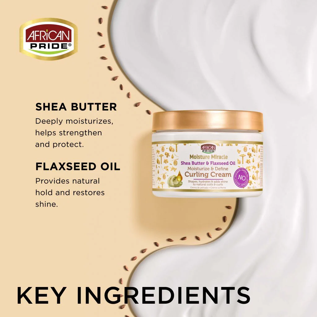 African Pride Moisture Miracle Shea Butter & Flaxseed Oil Curling Cream 340g - Image 5